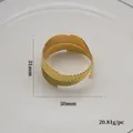 Detailed dimensions and weight information for the golden leaf metal napkin ring accessory - Style 2 / Gold
