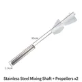 Sturdy stainless steel handle with two silicone propellers for DIY resin mixing 35cm - Stainless Steel Handle + Propeller (Set of 2) / 35cm / Stainless Steel/White