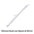 Dual-use silicone stirring rod and spoon tool for DIY epoxy resin jewelry making, 12cm - Dual-Purpose Mixing Spoon Rod / 12cm / Clear White