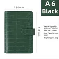 Copertina per taccuino A6 verde in pelle PU motivo coccodrillo con chiusura a scatto - A5 / Verde