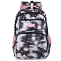 Mochila escolar de moda con diseño de cielo estrellado para niñas con arcoíris y mariposas - Negro