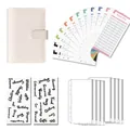 Beiges A6 Budget Binder Set mit Krokodilprägung, inklusive Budgetblättern und Aufklebern - A7 (Druckknopf, siehe Detailbilder) / Off-White (8 Reißverschlusstaschen + Budgetblätter + englische Aufkleber)