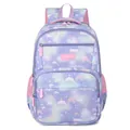 Mochila escolar morada para niñas con motivos de arcoíris y mariposas, grande - Azul marino