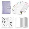 Lila Budget Binder Set mit Krokodilmuster A6 mit Bargeldumschlägen und Budgetblättern - A7 (Druckknopf, siehe Detailbilder) / Lila (8 Reißverschlusstaschen + Budgetblätter + englische Aufkleber)