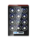 Luxury 12-slot automatic watch winder box with blue LED lighting and LCD touch control panel - 12 Slots