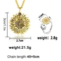 Zonnebloem hanger ketting en verstelbare ring set met de afmetingen en gewichten - Boven- En Onderstuk / Zonnebloem ketting & spinner ring