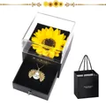 Elegante zonnebloem sieraden geschenkset met openklapbare You Are My Sunshine ketting - Zonnebloem ketting & zonnebloem geschenkdoos