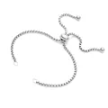 Macro detail of adjustable stainless steel box chain bracelet accessory with slide clasp - 1.8mm Diameter * 11cm Length / Steel