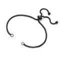 Detail view of adjustable black stainless steel box chain bracelet jewelry accessory - 1.8mm Diameter * 11cm Length / Black