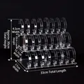 Transparent 3-tier acrylic watch display stand holder with flexible C-ring hooks - Large 3-Tier 24-Slot
