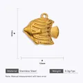 Dimensiones detalladas y especificaciones del colgante pez de acero inoxidable dorado - Colgantes de accesorios de joyería pez