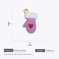 Detail view of 16mm x 8mm purple mitten enamel pendant in stainless steel with weight info - Gloves
