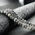Faceted grey and black speckled abacus stone beads for handmade DIY jewelry crafts - 4x6mm Faceted (Approx 82 Pieces) / Flash Stone (Labradorite)