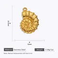 Colgante de amonita en acero inoxidable dorado de 18K con medidas detalladas y peso - Accesorios de joyería colgante de caracola