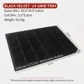 24-grid black velvet jewelry display tray 35x24cm with removable dividers - 24-Grid Jewelry Tray (15#)