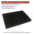Large black velvet jewelry tray for earring display with dimensions 35x24x3cm and slots - Earring Display Tray (15#)