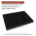 Black velvet 12-slot jewelry pendant display tray with dimensions - 12-Slot Pendant Tray (15#)