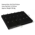 Black velvet 18-slot jewelry pendant display tray with dimensions and weight data - 18-Slot Pendant Tray (15#)