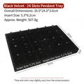 Professional 24-slot black velvet jewelry display tray for pendants and necklaces - 24-Slot Pendant Tray (15#)