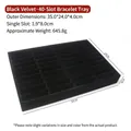 Professional black velvet 40-slot jewelry display tray and organizer 35x24x4cm - 40-Grid Bangle Tray (15#)