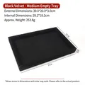 Medium black velvet jewelry display tray with detailed size and weight annotations - Medium Empty Tray (15#)