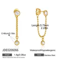 Détail des boucles d'oreilles à pompons en acier inoxydable plaqué or 18 carats avec cz - Style Rond (JDE0206066)