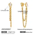 Paramètres de taille et de matériau pour boucles d'oreilles zircon doré à chaîne - Style Goutte (JDE0206067)