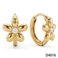 Elegante goudvergulde roestvrijstalen bloemoorringen met fonkelende centrale zirkonia steen - Gouden Bloemstijl (D4016) / Goud