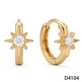 Elegante goudvergulde roestvrijstalen creolen met een fonkelend Poolster-zirkonia-motief - Gouden Achtpuntige Sterstijl (D4104) / Goud