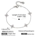 Silver stainless steel flower bracelet with zircon stones and length specifications - Four-petal Flower Style (JDB0201303-S) / Silver