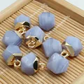 Detail of hexagonal faceted blue lace agate pendants with gold loops for jewelry DIY - 8x13mm / Sodalite Style (11)
