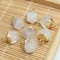 Detailed close-up showing faceted natural crystal pendants with elegant gold bail attachments - 8x13mm / Clear Quartz Style (29) / 29