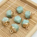Detail view of faceted amazonite stone pendants with gold-plated caps for DIY jewelry - 8x13mm / Light Blue Stone Style (28) / 28