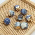 Macro view of multi-faceted blue natural stone pendants for DIY jewelry making - 8x13mm / Sodalite Style (20)