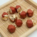 Red multifaceted semi-precious stone charms for DIY necklace making on bamboo mat - 8x13mm / Red Jasper Style (10)