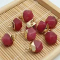 Red multi-faceted semi-precious stone pendants with gold caps for DIY jewelry - 8x13mm / Red Goldstone Style (16)