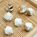 Faceted white semi-precious stone pendants with gold caps for DIY jewelry making. - 8x13mm / White Turquoise Style (21) / 21