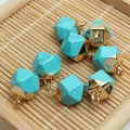 Faceted turquoise stone pendants for DIY handmade necklace and earring jewelry making - 8x13mm / Blue Turquoise Style (22) / 22