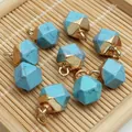 Irregular multi-faceted turquoise stone pendants with gold metal caps for DIY jewelry making. - 8x13mm / Irregular Blue Vein Style (23) / 23