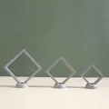 Set of three grey PE film suspension display boxes in small, medium, and large sizes - 9x9x2cm / Gray