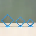 Blue PE film suspension jewelry storage boxes in three sizes with circular bases - 9x9x2cm / Blue