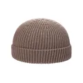 Classic brown ribbed knit beanie hat for winter warmth and street style fashion look - One Size / Light Brown