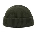Bonnet court en maille vert olive foncé premium pour la chaleur et le style urbain - Taille unique / Vert Militaire