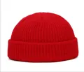 Bonnet en tricot rouge à texture côtelée pour l'automne et l'hiver - Taille unique / Rouge