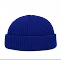 Bonnet en maille bleu roi classique pour hommes et femmes en version courte docker - Taille unique / Bleu saphir