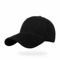 Klassische gewaschene schwarze Baumwoll-Baseballkappe mit breiter Krempe zum Sonnenschutz - M (57-60cm) / Schwarz
