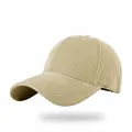 Premium washed distressed khaki baseball cap with a wide brim for stylish sun protection. - M (57-60cm) / Khaki
