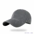 Washed cotton baseball cap for men and women in dark gray finish with sun protection - Dark Gray