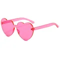 Stylish pink heart-shaped rimless sunglasses for women with a trendy jelly color finish - Pink