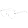 Stylish transparent heart-shaped rimless sunglasses with clear jelly finish for women - Clear